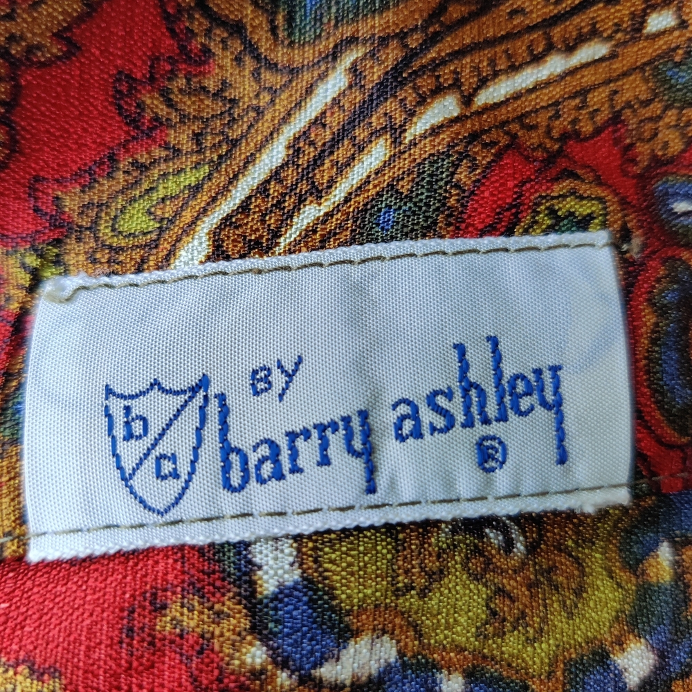 70s Paisley Shirt Women's 38 M Barry Ashley Disco Jewel Tones Psychedelic READ - Picture 15 of 16